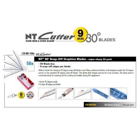 NT Cutter 120-BD-100, lame grafiche NT 30º Snap-Off Super Sharp